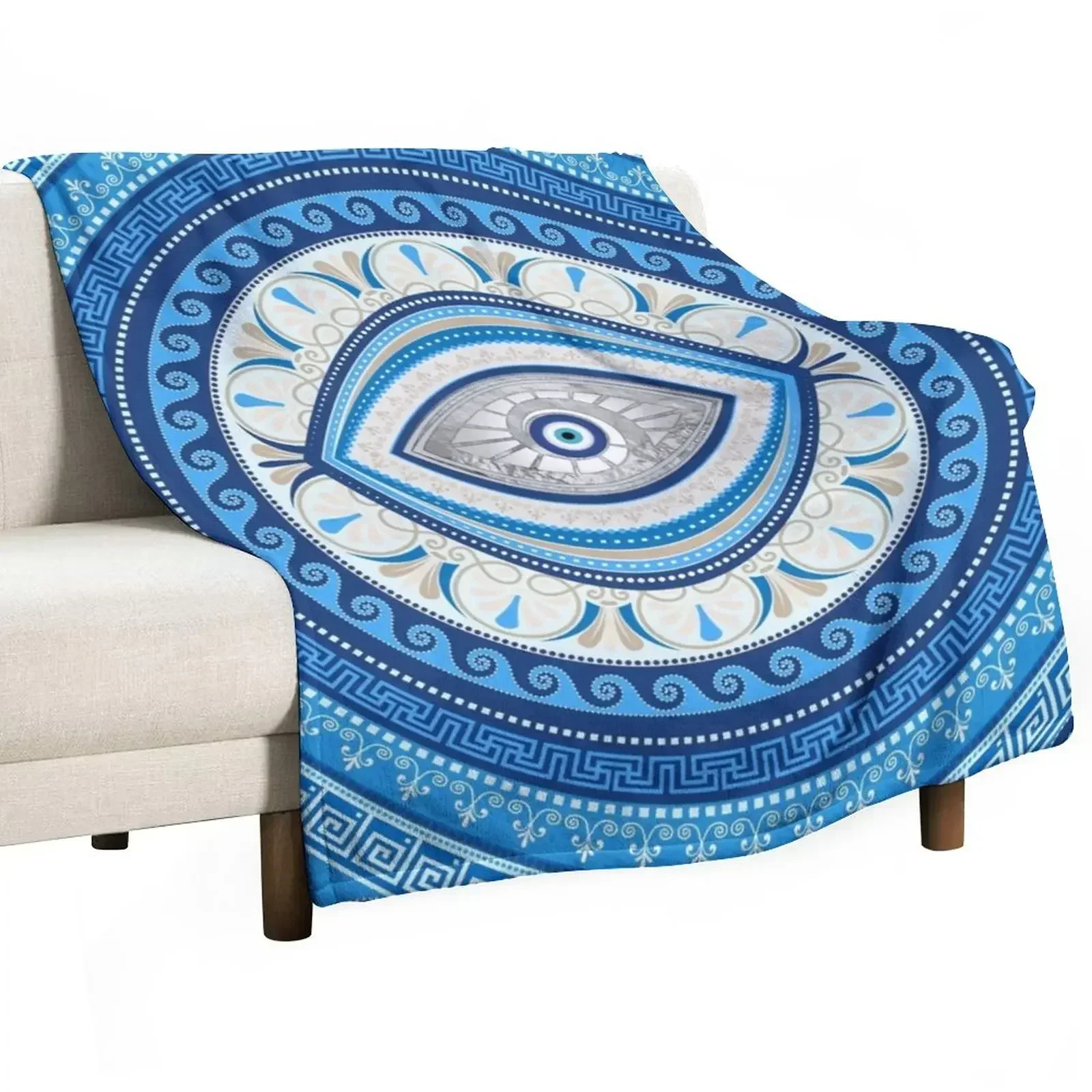 

Greek Mati Mataki - Greek Evil Eye ornament Throw Blanket Wrinkle Resistant Lightweight Blanket