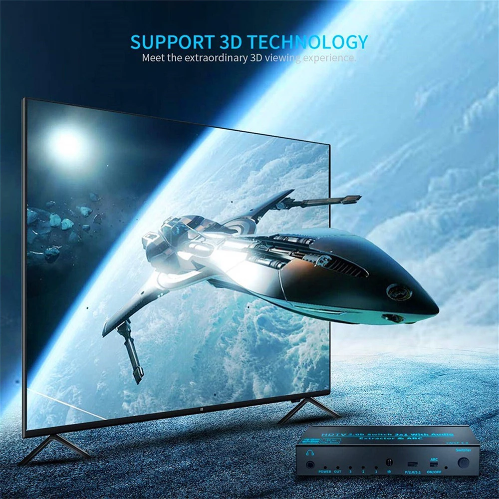 مستخرج الصوت بمفتاح HDMI متوافق مع ، 4K ، 60Hz ، محول محول ، قوس ، Toslink ، SPDIF ، PS5 ، تلفزيون ، كمبيوتر محمول ، 3 منافذ #3