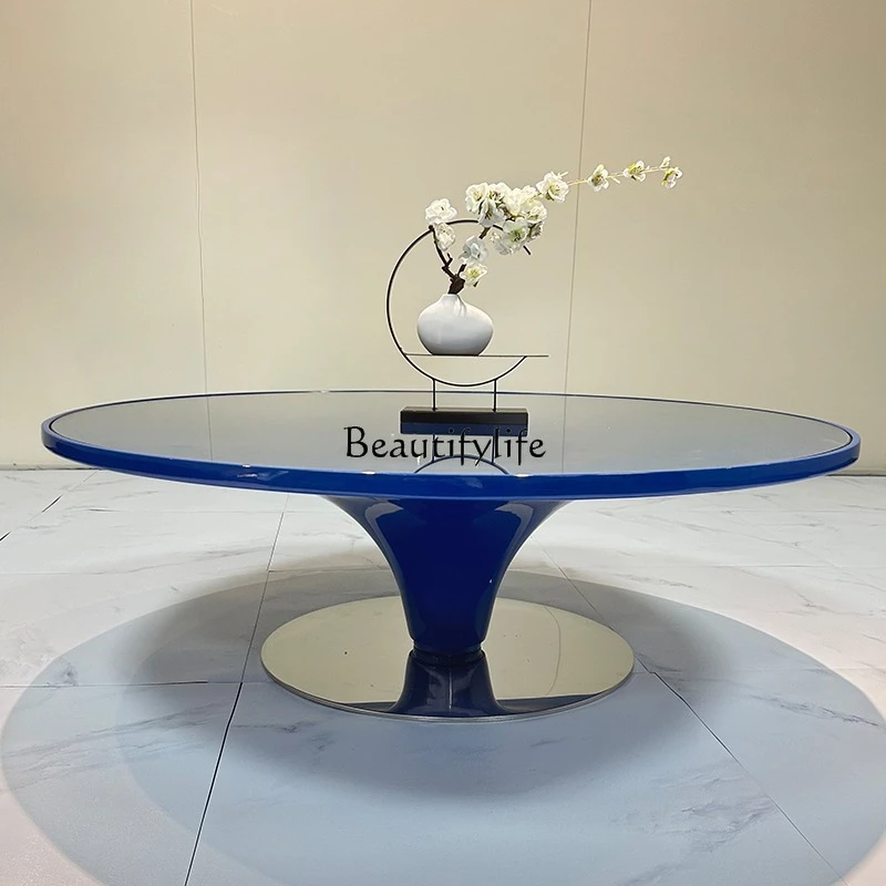 

04Corner light luxury Italian fiberglass round horn coffee table