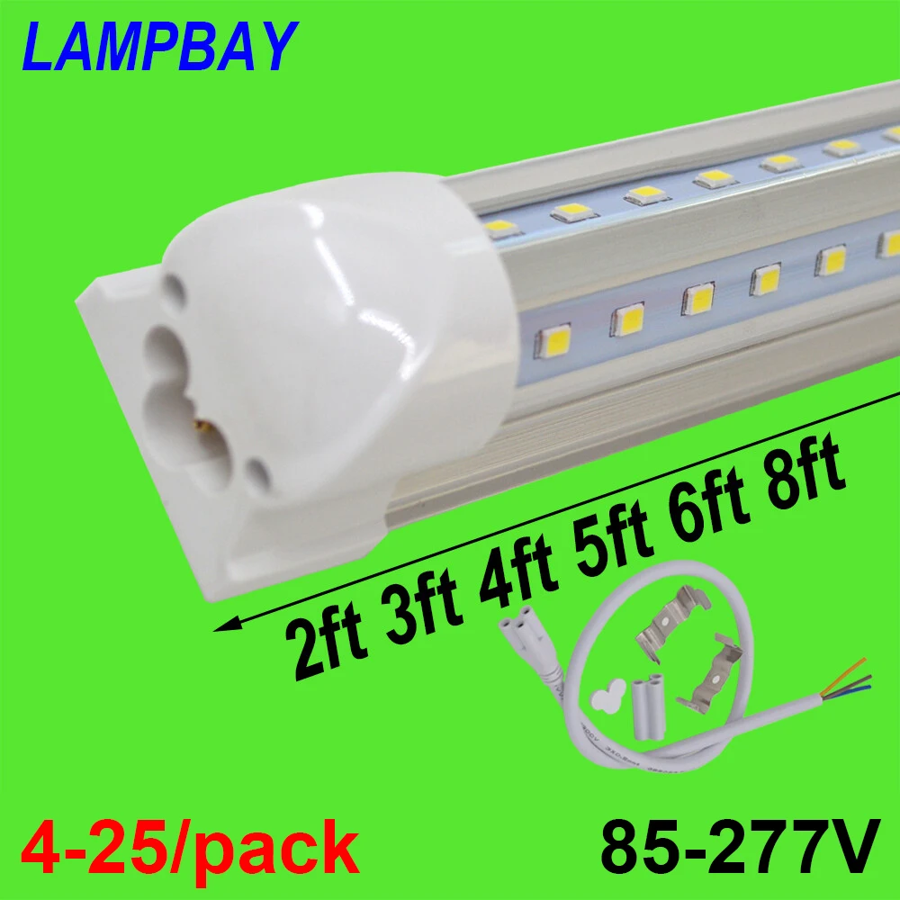 V shaped T8 Integrated LED Tube Light 270 degree Shop Lighting 2ft 3ft 4ft 5ft 6ft 8ft Linear Lamp Fixture with mounted Parts