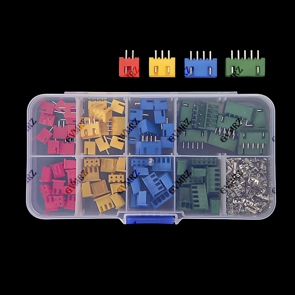 230PCS 2-5P 3 colors 2P 3P  XH2.54 2.54mm Terminals Male Female Plug Socket XH 2.54mm Connector kit Straight Pin 4P 5P