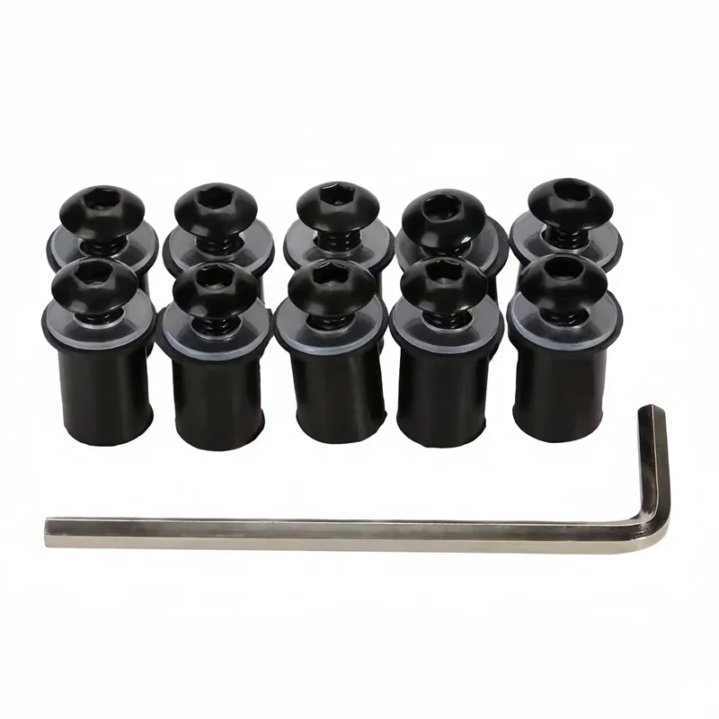 10pcs Motorcycle M5 16mm Metric Rubber Well Nuts Windscreen Fairing Cowl Anodized Windshield Nut Bolt Screw Kit