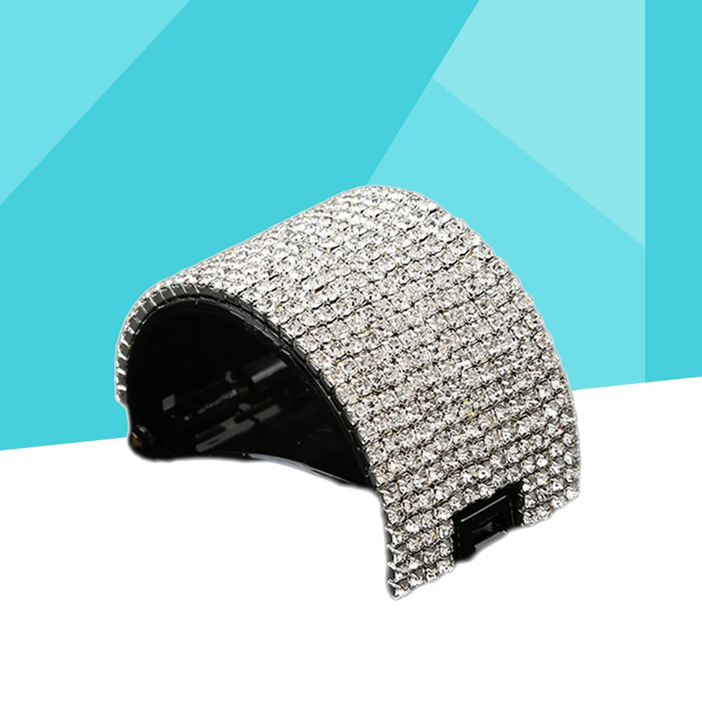 مشبك شعر من حجر الراين كريستال على شكل ذيل حصان مشبك للنساء مقاس L أداة تصفيف الشعر الأسود هدية للحفلات #3