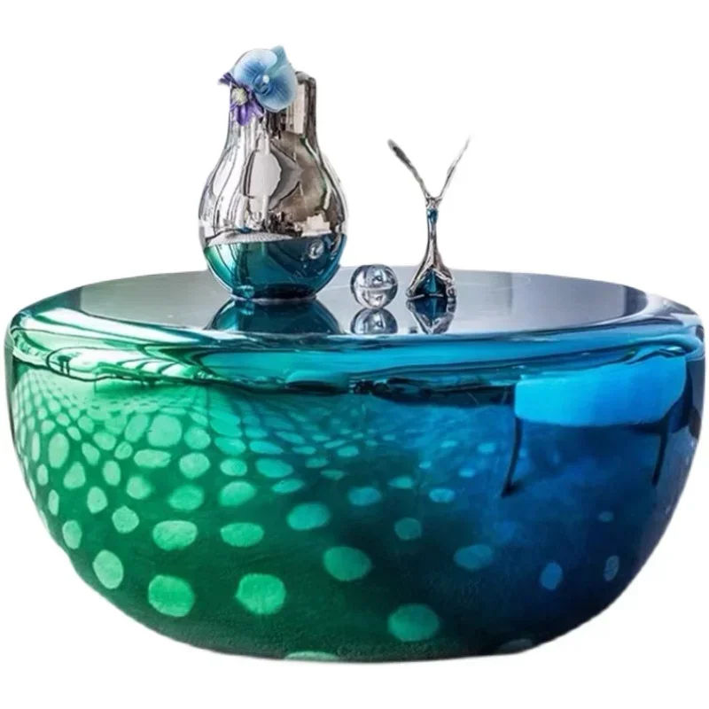 

Modern Simple and Light Luxury Color Electroplating Side Table FRP round Tea Table Creative Art Sales Office Model Room Table