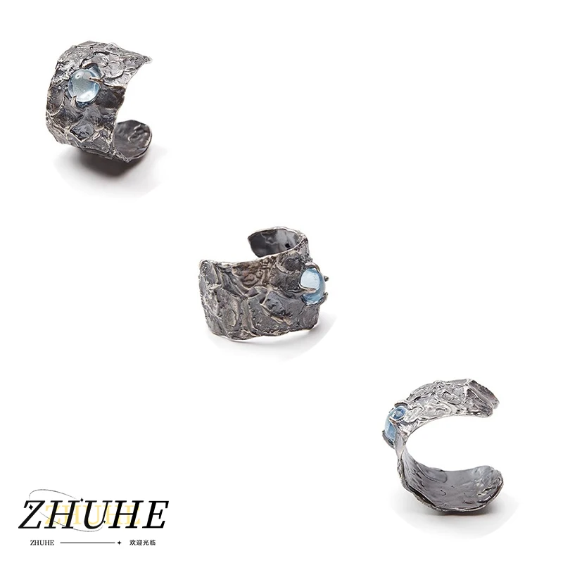 

ZHUHE Ruffled Liquid Ring Vintage Style For Women Men's Jewelry Accessories Party Gifts