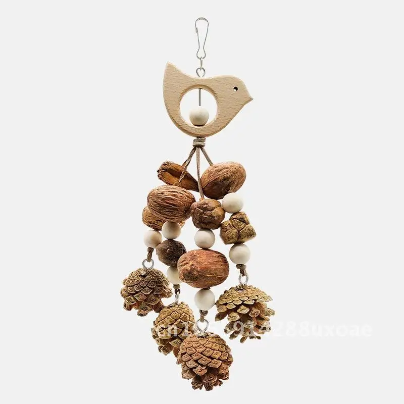 

Hanging Shaking Pinecone Bird Toy for Small Medium Parrots Eco-Friendly Biteable Cage Decoration Parrot Supplies