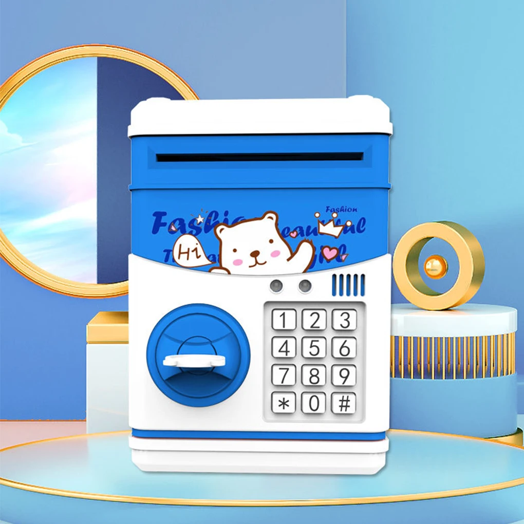 Piggy Bank With Voice Multifunction Cartoon Coin Saving Jar Electronic Children Smart Deposit Box School Student Toys Pink