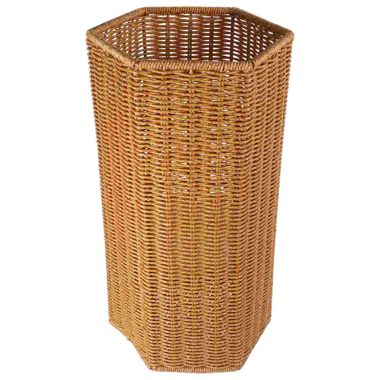 Imitation Rattan Umbrella Stand Bucket Home Storage Basket Trash Bin Base Cane Vases for Decor Holder Indoor Office