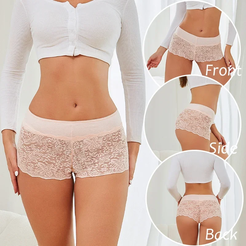 New Sexy Lace Panties for Women Low-Rise Underwear Trendy Floral Underpants Boyshort Panties Ladies Lingerie S-XL Tangas