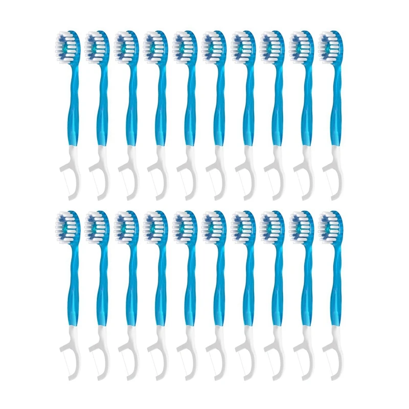 Disposable Travel Toothbrushes, 5-In-1 +Floss+Pick+Tongue Scraper,Prepasted On The Go Toothbrush With Freshening Bead