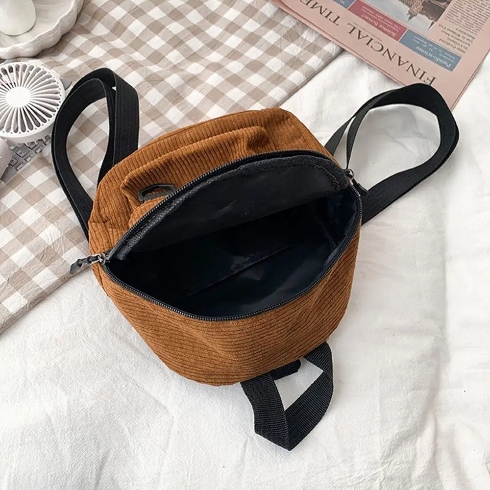 Mode Vrouwen Mini Rugzak Effen Kleur Corduroy Kleine Rugzakken Eenvoudige Casual Student Boekentassen Reizende Rugzakken