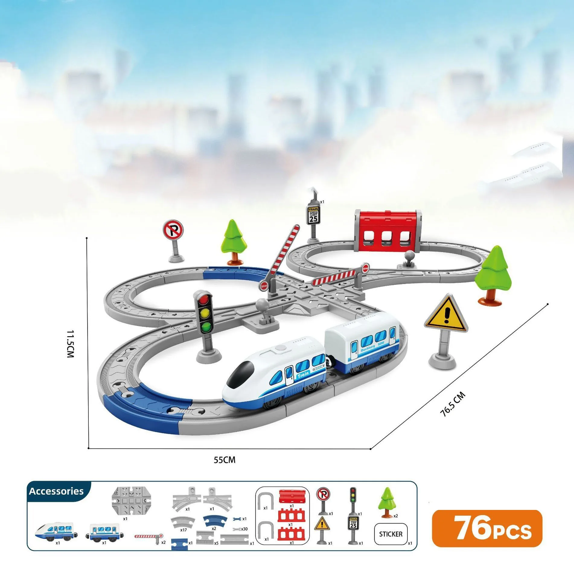 Zestaw zabawek: zmontowany elektryczny pociąg, scena miejska, zmontowany pociąg szybki, tematyczny zestaw edukacyjny, zabawki dla dzieci, prezent urodzinowy