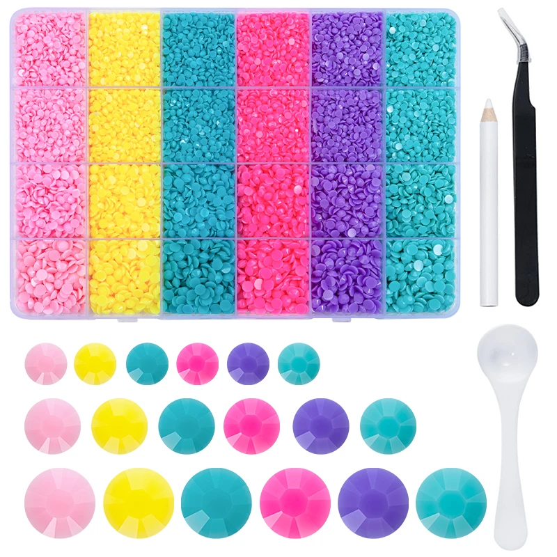 DUcrystal 3-5mm 18700 teile/schachtel Harz Strass Kit Set gelee Mehrfarbige harz strass Kleber auf DIY Dekoration Nägel Handwerk