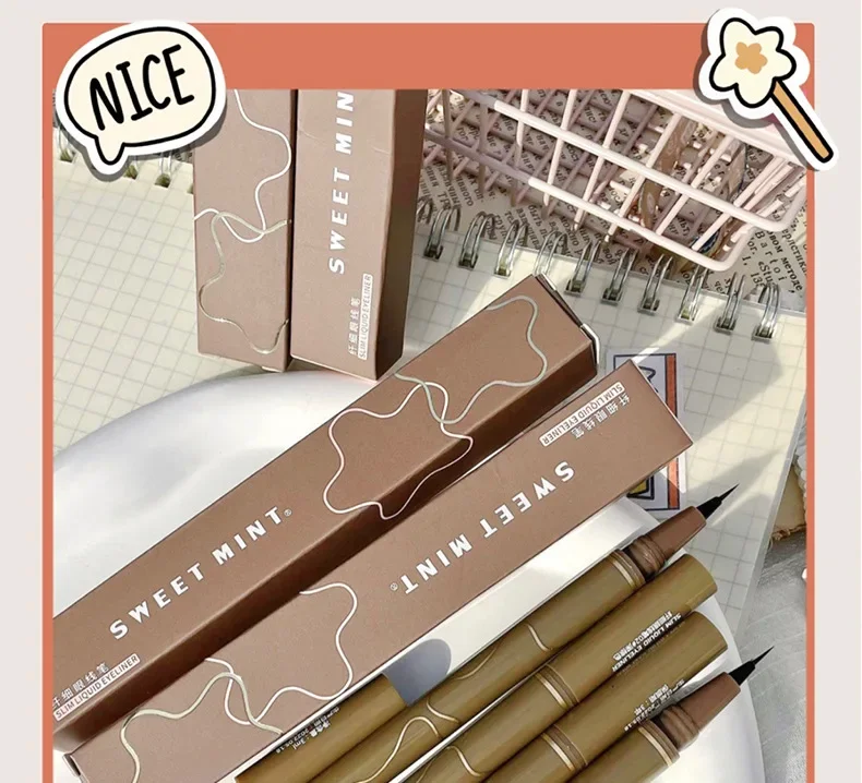 SWEET MINT Slim Eyeliner, nicht leicht zu verschmieren, brauner flüssiger Aegyo Sal Pen Eyeliner. Einfach zu bedienendes Make-up