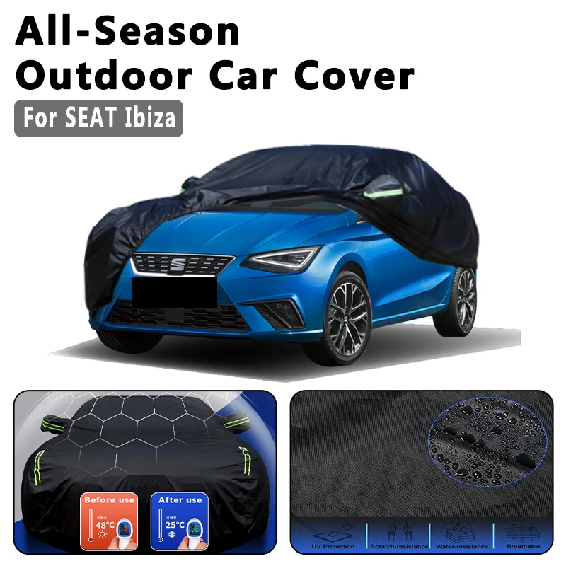 

Outdoor Car Cover Waterproof Dustproof UV Sun Protection, Full Car Protector Exterior Accessories For SEAT Ibiza 6J 6P KJ1