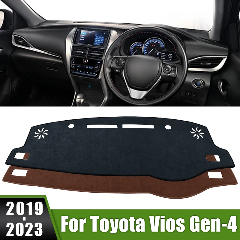 

For Toyota Vios Gen-4 2019 2020 2021 2022 2023 Car Dashboard Cover Avoid Light Pads Sun Shade Mats Non-Slip Case Accessories