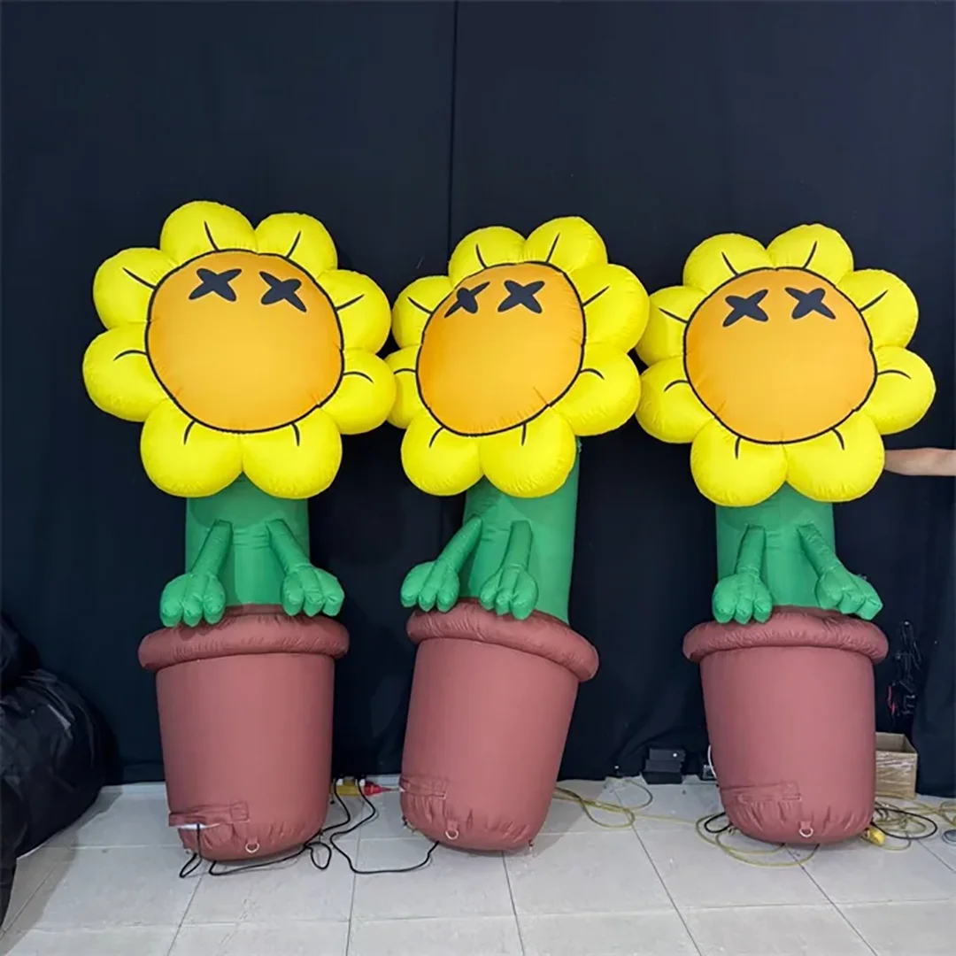 

Гигантский надувной подсолнух, мультяшный цветок с бонсай, реквизит для украшения мероприятий на открытом воздухе для рекламы