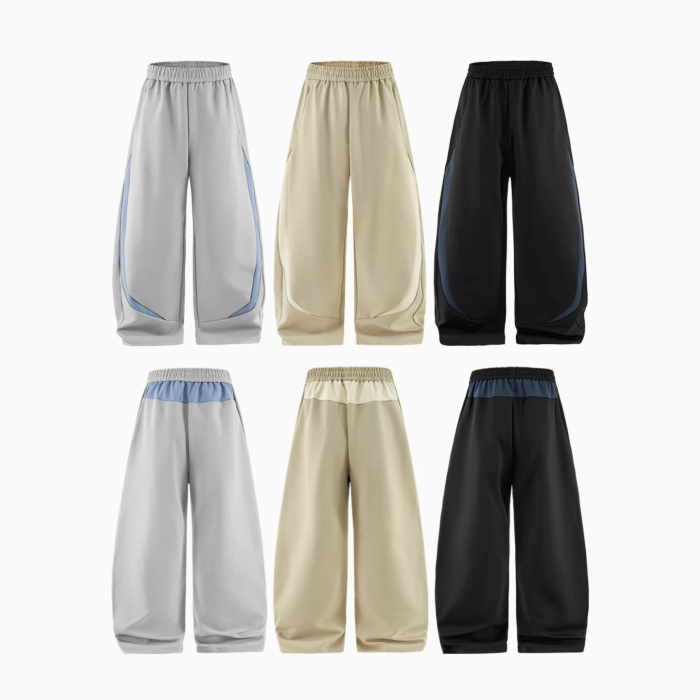 التضخم 2025 الخريف الرجال كتلة اللون منحني هيم ركض 330GSM عالية تمتد متماسكة السراويل الأمريكية رياضي بناطيل كاجوال