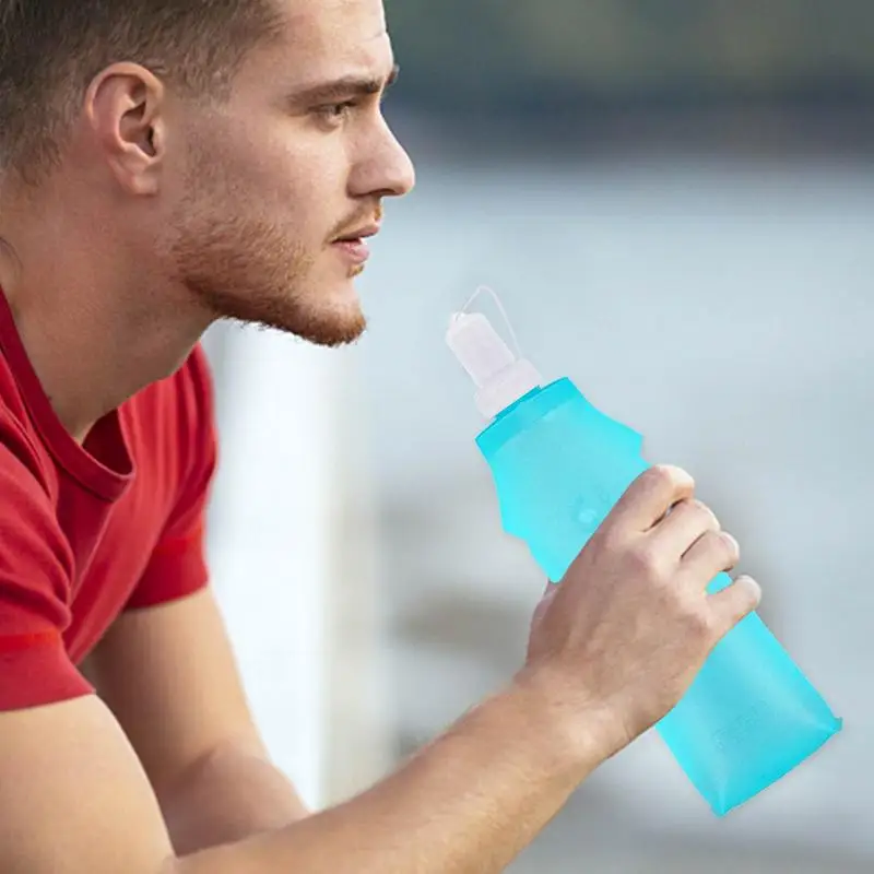 Botella de agua plegable, matraz blando, botella de agua deportiva, bolsa de agua, botella de agua plegable para bebidas, bolsa de agua para correr, acampar y hacer senderismo