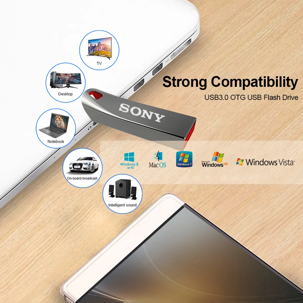 SONY Pen Drive 2TB High Speed Flash Memory Stick Metal Pendrive 1TB USB 3.0 Flash Drive 512GB Storage Device U Disk for PC