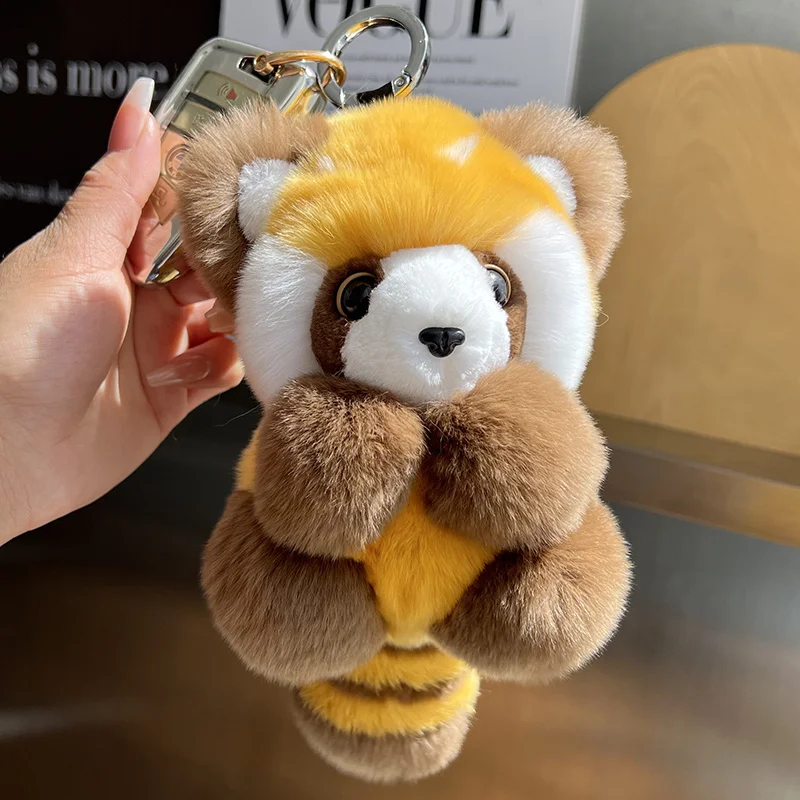 Cute Rabbit Fur Bear Keychain  Racoon Keyring Plush Keychains Bag Charm Animal Key-Pendant christmas gifts Keycap Furry Keyring