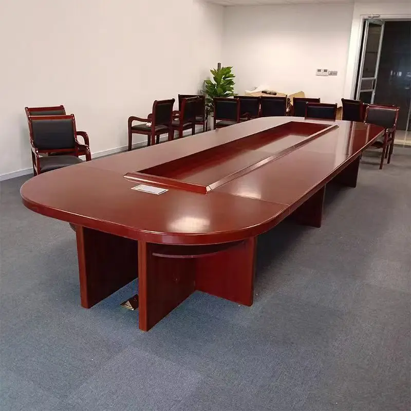 

Modern minimalist oval multi-person negotiation conference training MDF veneer paint conference table multi-function