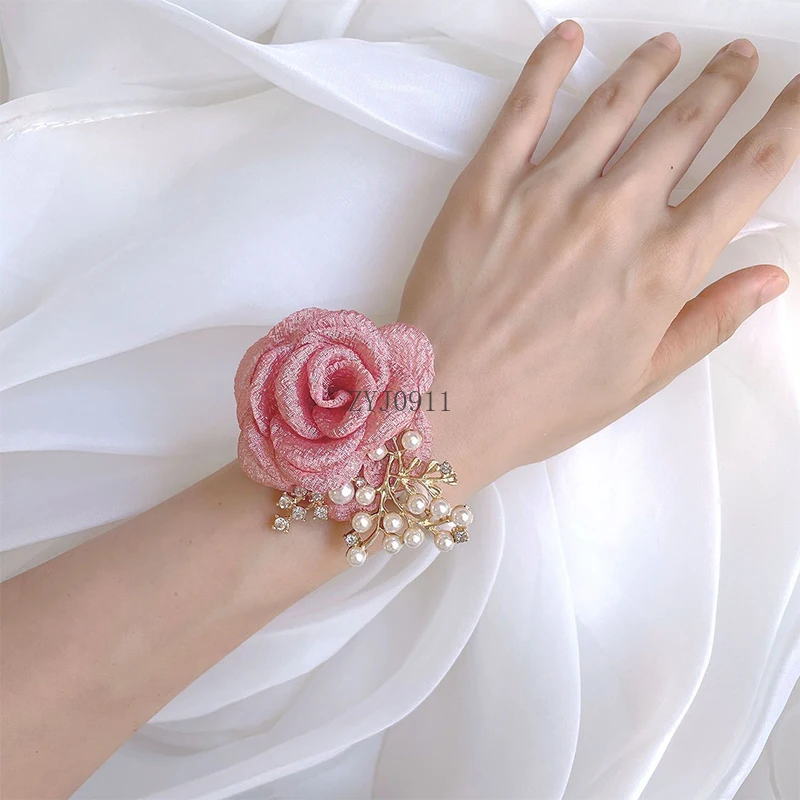 * งานแต่งงานเจ้าสาวข้อมือดอกไม้สร้อยข้อมือแถบยืดหยุ่นเพิร์ลการถ่ายภาพเพื่อนเจ้าสาวเพื่อนเจ้าบ่าวเครื่องประดับอุปกรณ์เสริม