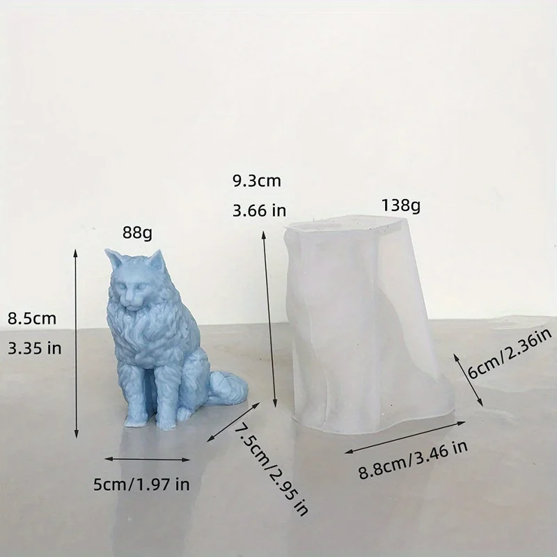 Maine Coon Kerze Silikon form Tier dekoration Gips Aroma therapie sitzen Big Tail Katzen form