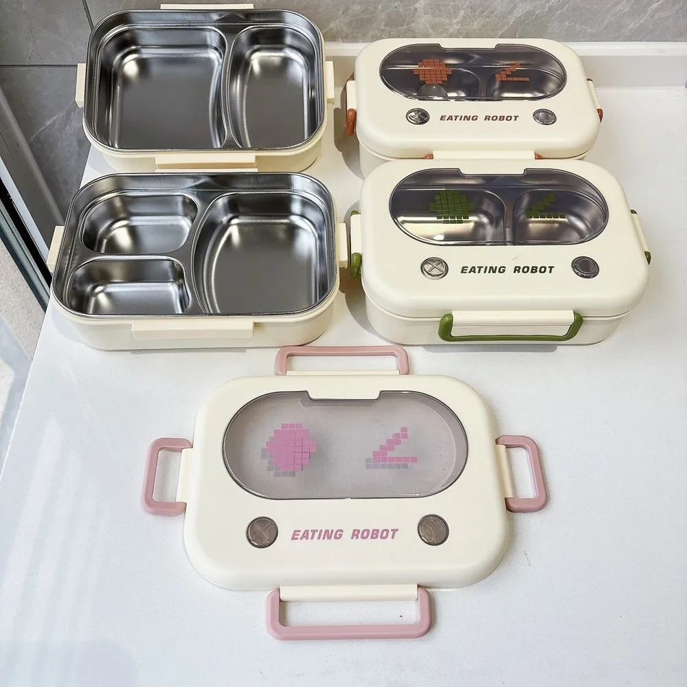 Student Lunch Box 2/3 Grid Lunch Box Leakproof Stainless Steel Food Storage Case Insulated Portable Food Container School