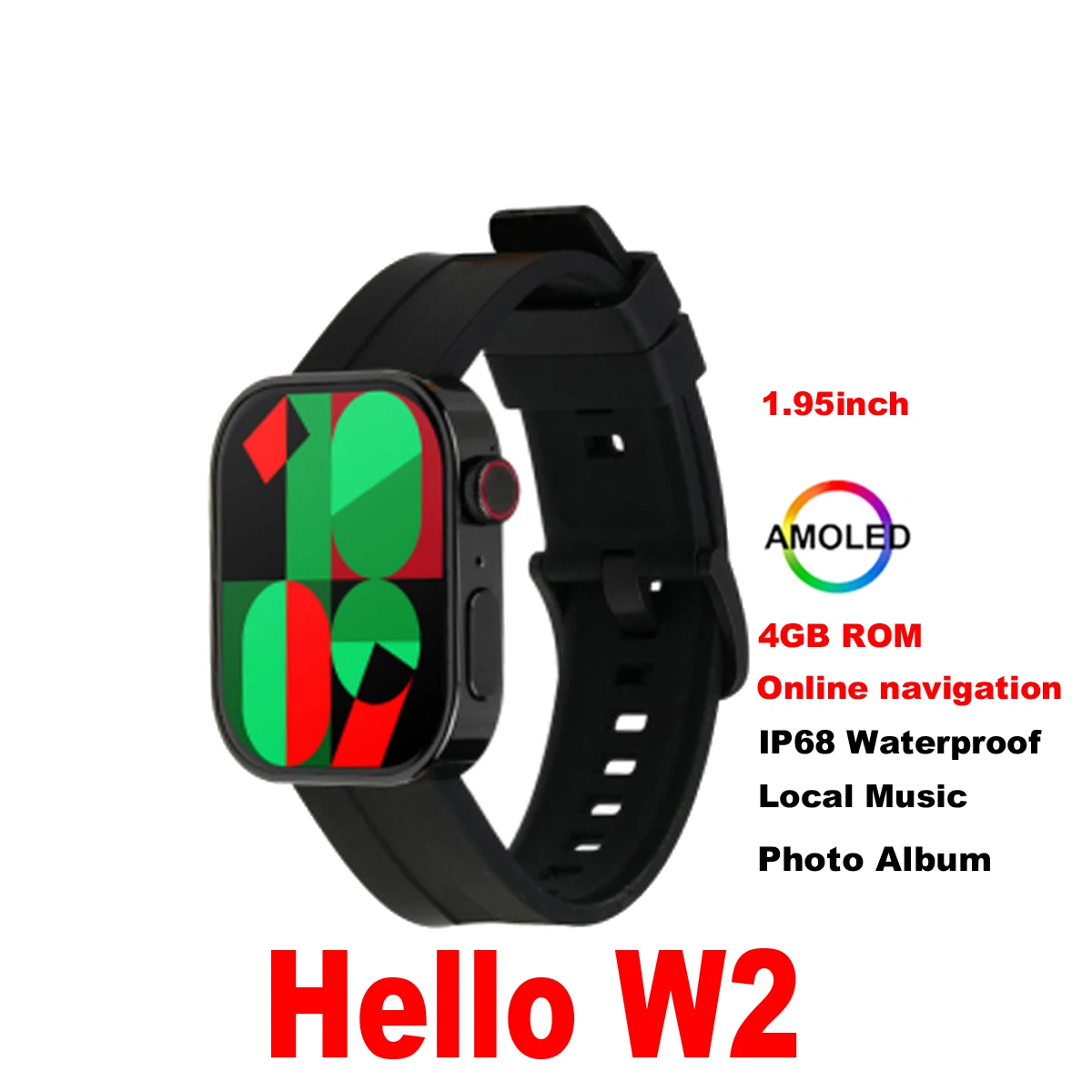 

Hello W2 Smart Watch 1.95inch Amoled Screen Bluetooth Call 4GB Local Music Photo Album Sports Men Women Smart Watch 2024