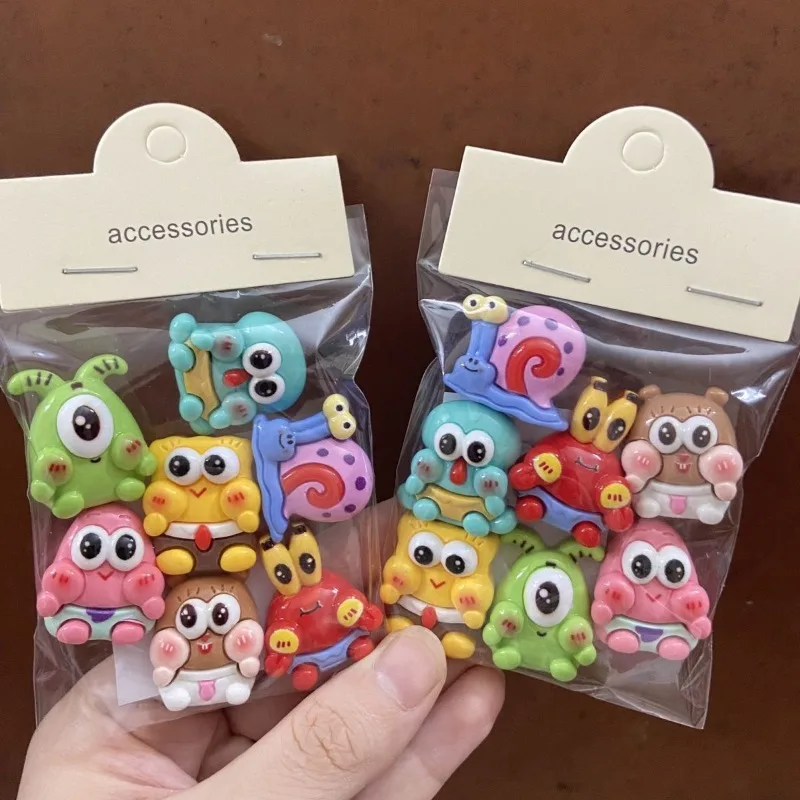 Kawaii SpongeBob DIY Resin Accessories Patrick Star Self-Production Phone Bag Pendent Figure Toy Hairpin Shoes Chain Decorative