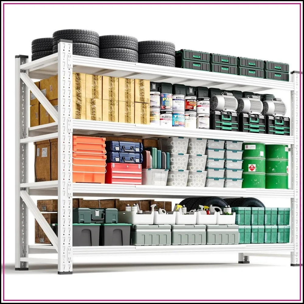 4000LBS Heavy Duty 4-Tier Garage Shelving, 60"W Adjustable Storage Rack for Shop, Warehouse