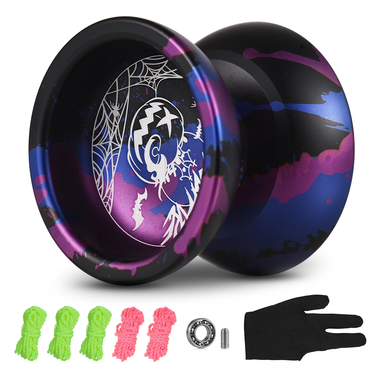 JOLESHARE Aluminum Yoyo Ball Christmas Professional Yoyoball Competitive Aluminum Yoyo Ball Yoyoball Gift with Strings and Glove