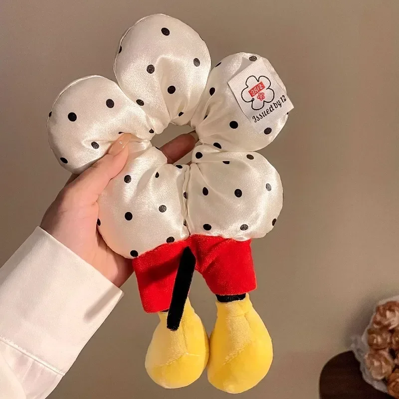 Disney Mickey Mouse ผม Scrunchie อะนิเมะตุ๊กตาอุปกรณ์เสริมผมสําหรับสาวปาร์ตี้ทุกวันขนอุปกรณ์เสริมน่ารักขนจัดแต่งทรงผม