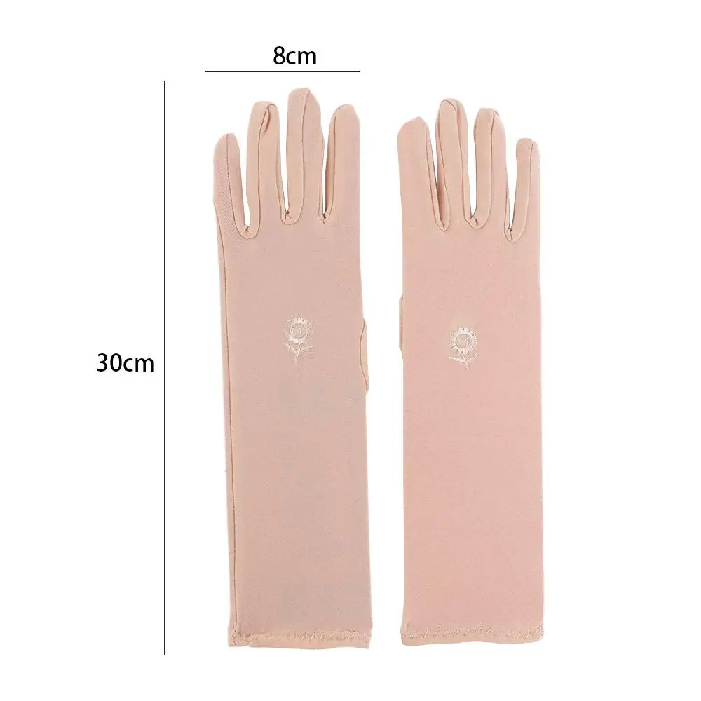 Women Mid-long Sunscreen Gloves Summer Spring Lady Stretch Anti UV Slip Resistant Driving Glove Breathable