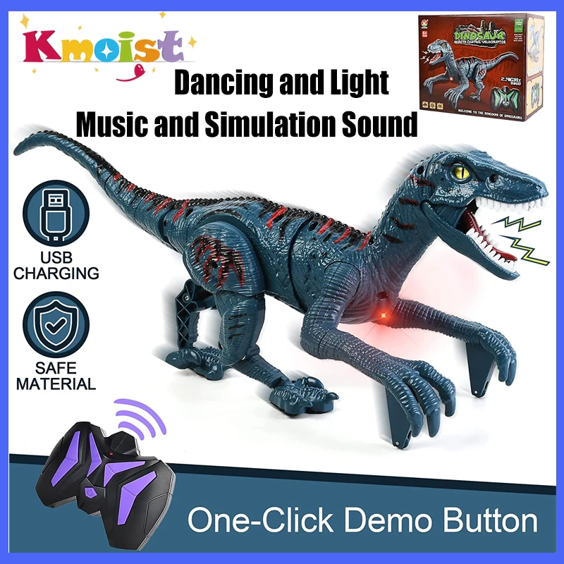 

RC Dinosaur 2.4G Raptor Remote Control Velociraptor Toy Electric Walking Simulation Toys For Boys Kids Back to School Fall Gifts