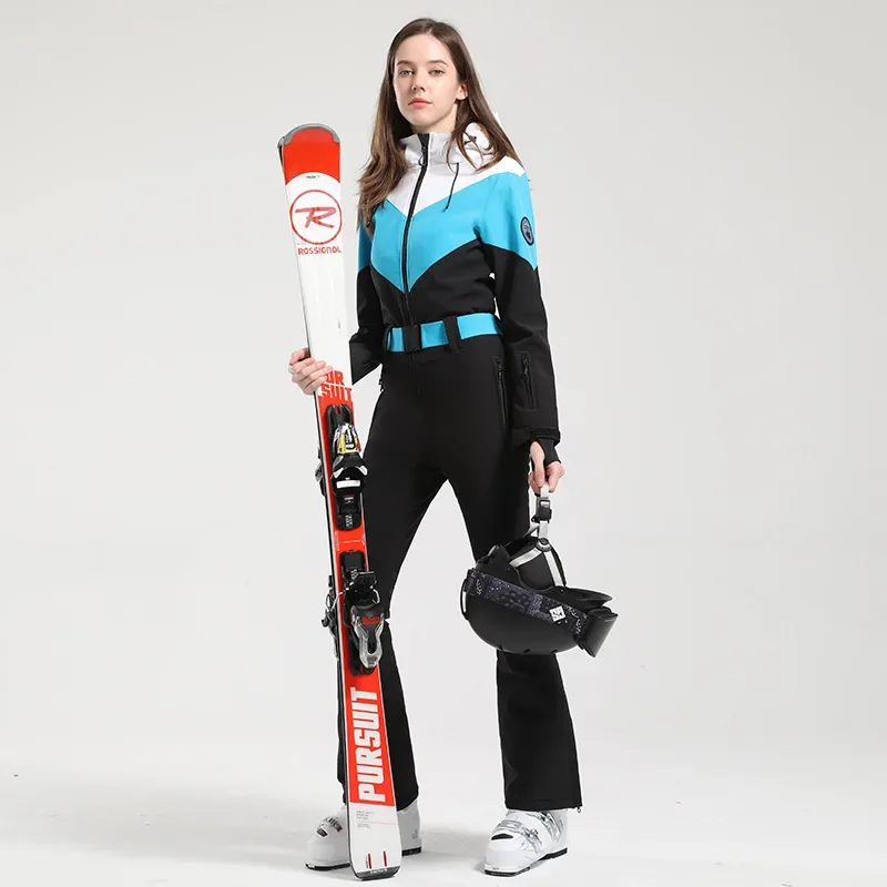 Top Quality Women Ski Suit With Windproof Sleeves & Snow Card Pocket Warm Winter Jumpsuits Snowboarding Tracksuit Snow Wear