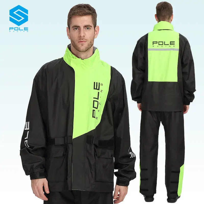 POLE Motorcycle Raincoat Waterproof Breathable Reflective Raincoat Rain Pants Rainstorm Prevention Motocross Riding Raincoat Set