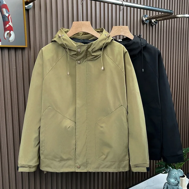 

Men's Hooded Jaet Spring Autumn Casual Versatile Youth Workwear Faion Sports Simple Outdoor Windproof Fce-Lined Jaet