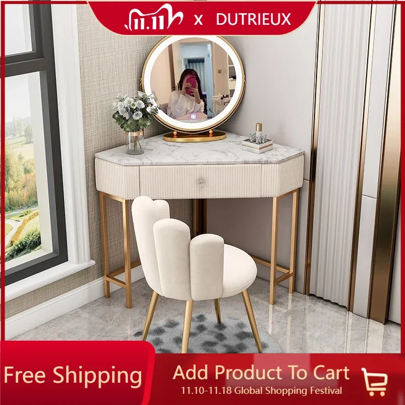 

Nordic Modern Dressing Table Storage Luxury Vanity Chair Dressers Makeup Mirror Tocador De Maquillaje Bedroom Set Furniture