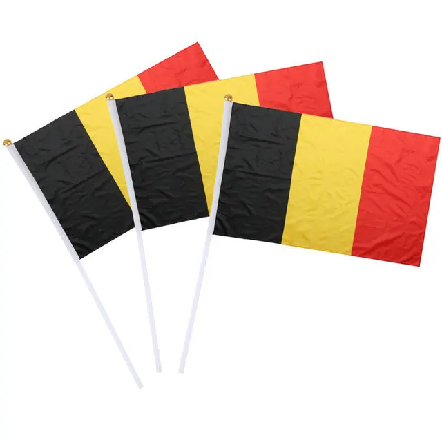 

Z-ONE FLAG 100pcs Belgium Hand Flag 14*21cm Belgium Belgian National Flag Hand Held Waving Small Flag Indoor Outdoor Home Decor