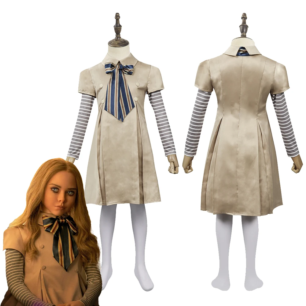 M3gan cosplay crianças fantasia filme de terror m3gan roleplay fantasia meninas vestido halloween carnaval roupas para criança disfarce novo