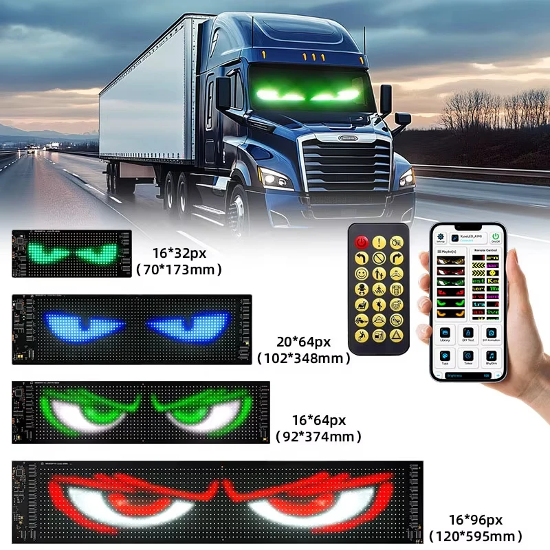 2PCS Demon Eyes Car Soft Screen LED Pixel Panel Light DIY Programmable Flexible Decoraive Light For Car Truck Board Windshield