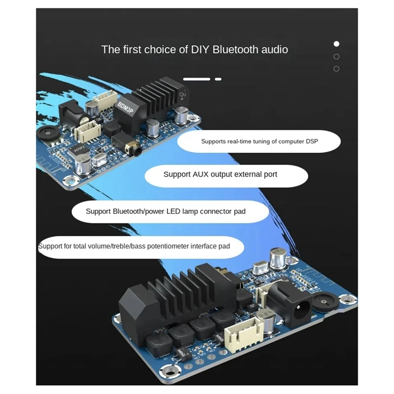 Tpa3116 dsp bluetooth 5.0 amplificador de potência estéreo 2x50w 3.5mm entrada suporta ajuste dsp DC12V-24V durável fácil de usar