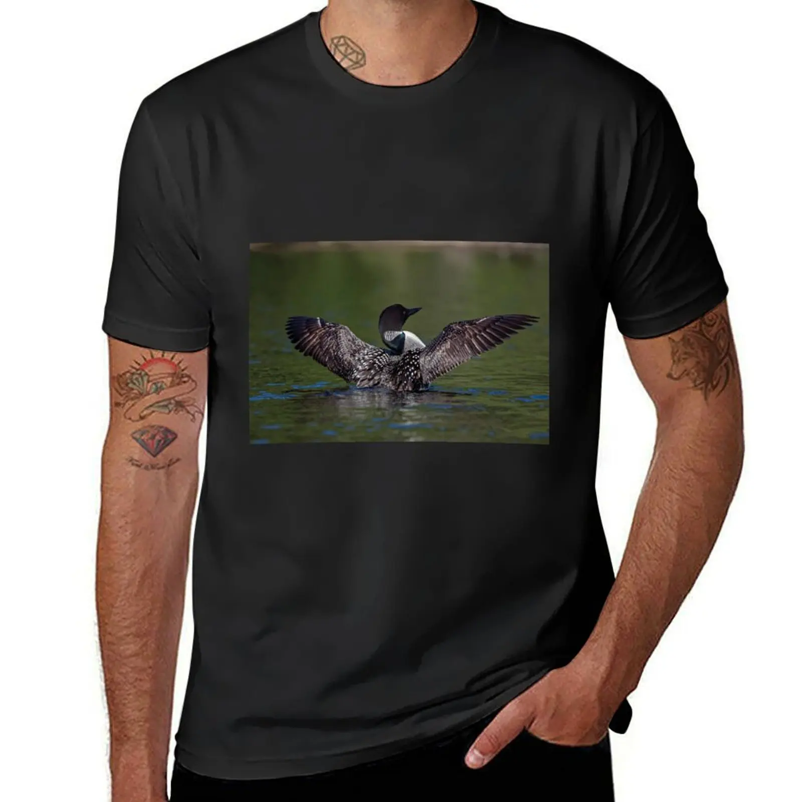 Loon spreading it's wings T-Shirt graphics vintage clothes plus sizes Blouse Short sleeve tee men