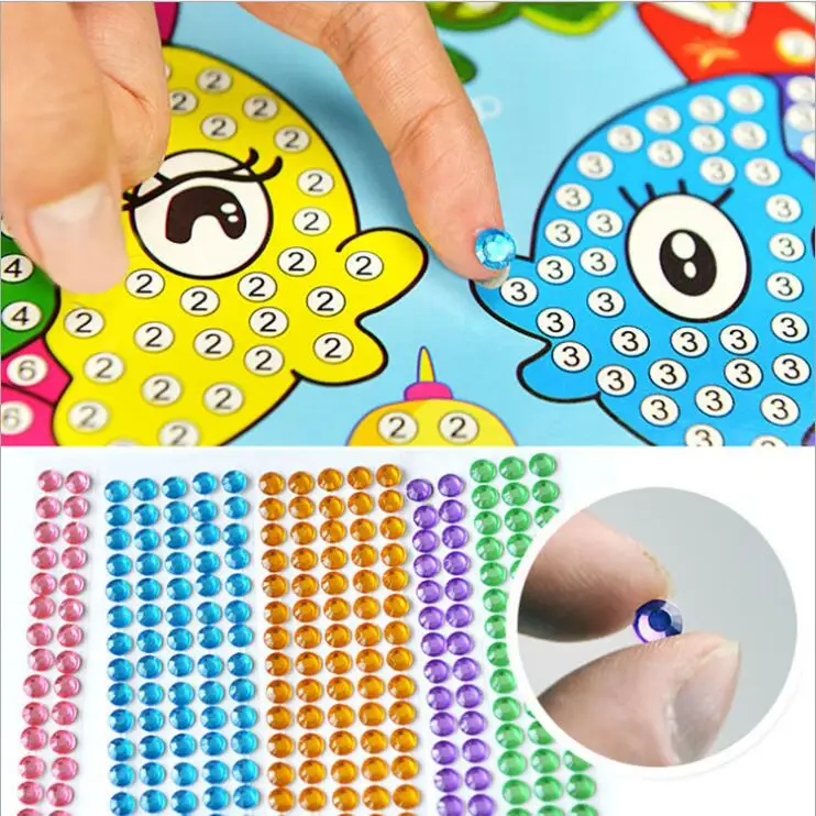 5/10/20pcs/Lot DIY Diamond Stickers Handmade Crystal Paste Painting Mosaic Puzzle Toys Random Color Kids Stickers Gift Children