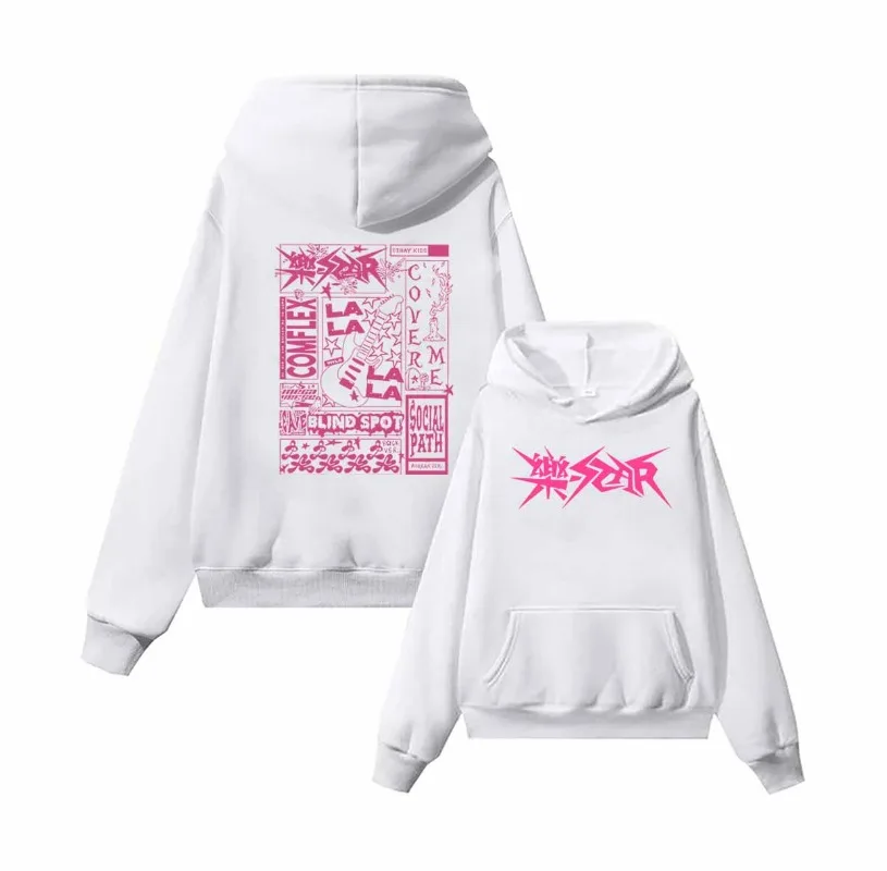 Bluza z kapturem Stray Kids Rock Star Merch Bluza z kapturem Kpop Bluza z długim rękawem Stray Kids Rock Elements Pattern Streetwear