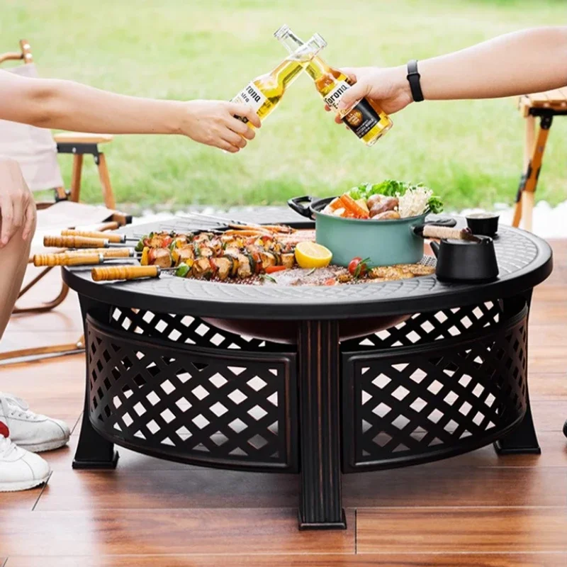 Barbecue Portable Charcoal BBQ Grill Fire Pit Barrel Stove Patio Backyard Garden Table Heater Wood Burning Smoker Portable Grill