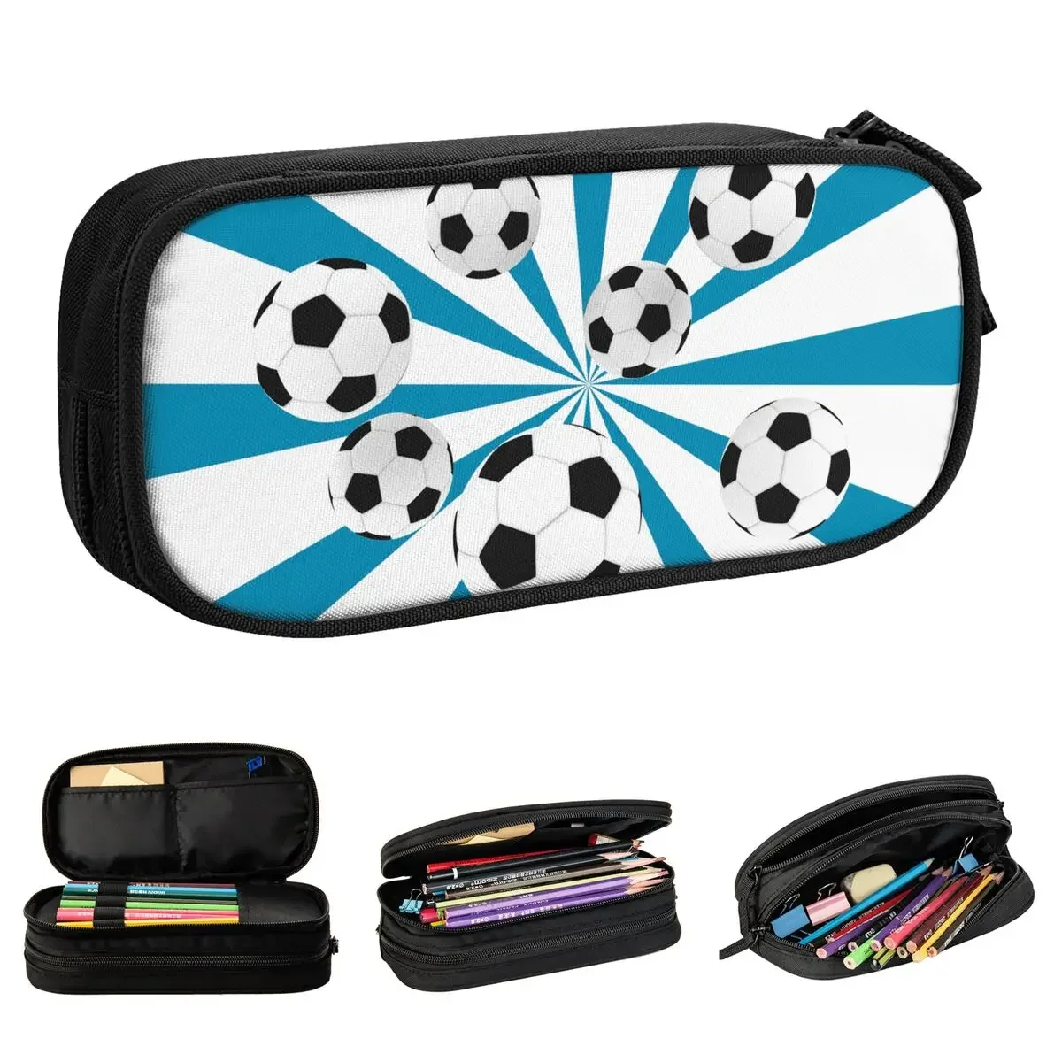 Balls Pencil Case Fashion Soccer Football Sports Pen Box Bags Student Large Storage Office Gift Pencil Pouch