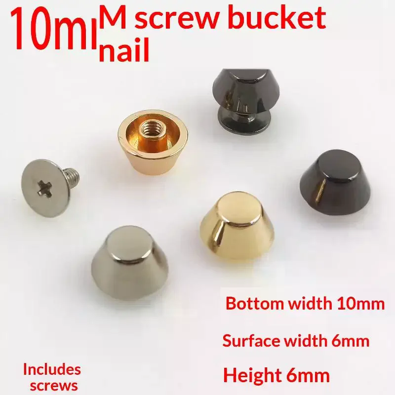 10Pcs Zinc Alloy Bucket Shaped Foot Nails With Electroplated Surface And Wear Resistant Design Perfect For Bag Making Repair